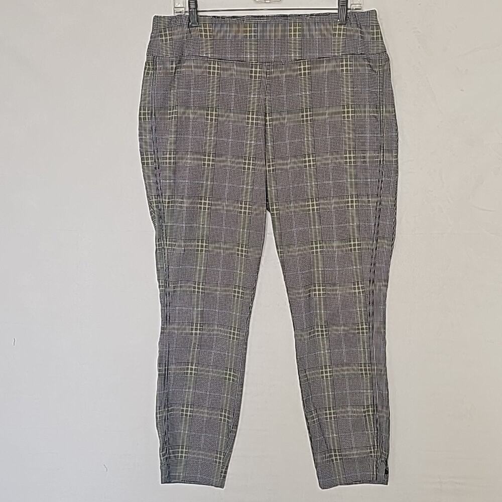 Womens Pants XL Vtg Preppy Office Light Dark Academia Plaid Ankle Length
